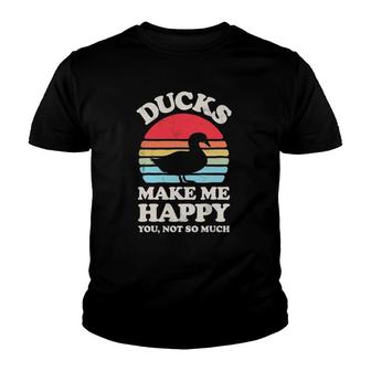 Ducks Make Me Happy Funny Duck Retro Vintage Farmer Farm Youth T-shirt | Mazezy