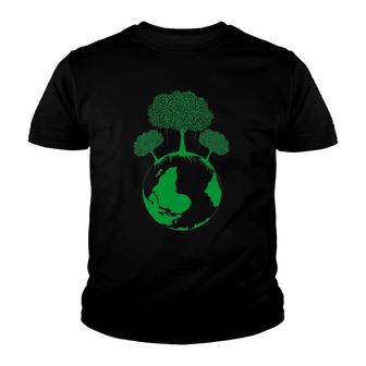 Earth Day Planet Gift Idea Earth Growing Trees Youth T-shirt | Mazezy