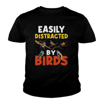Easily Distracted By Birds Birding Bird Watching Birder Youth T-shirt | Mazezy