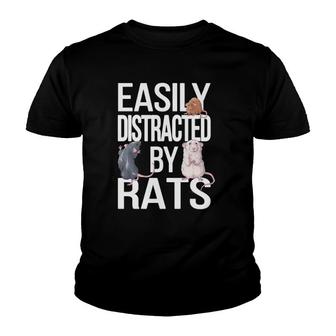Easily Distracted By Rats Rat Mom Rat Dad Funny Rat Youth T-shirt - Thegiftio UK