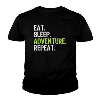 Eat Sleep Adventure Repeat Camping Outdoors Gift Youth T-shirt | Mazezy