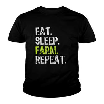 Eat Sleep Farm Repeat Farmer Youth T-shirt | Mazezy