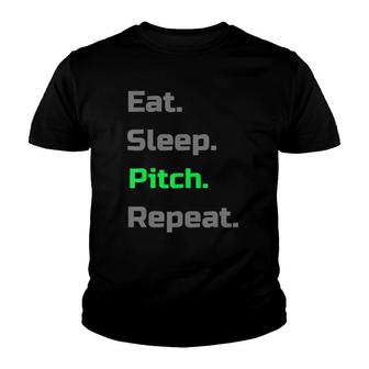 Eat Sleep Pitch Repeat Baseball Softball Player Youth T-shirt | Mazezy