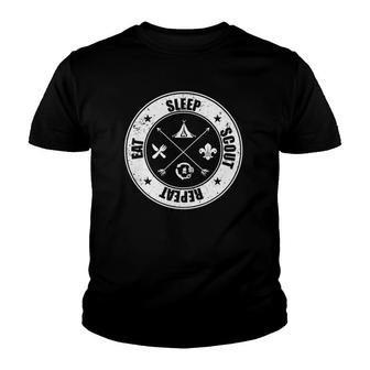 Eat Sleep Scout Repeat Scouting Lover Survival Youth T-shirt | Mazezy