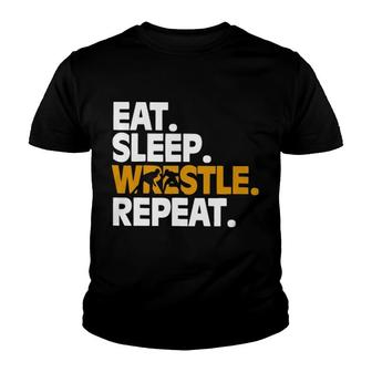 Eat Sleep Wrestle Repeat Youth T-shirt | Mazezy