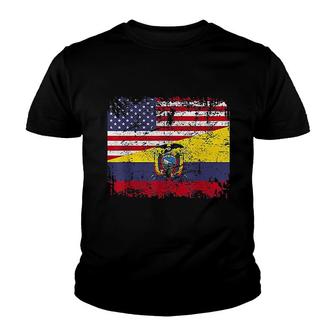 Ecuadorian Roots Half American Flag Usa Ecuador Flag Youth T-shirt | Mazezy
