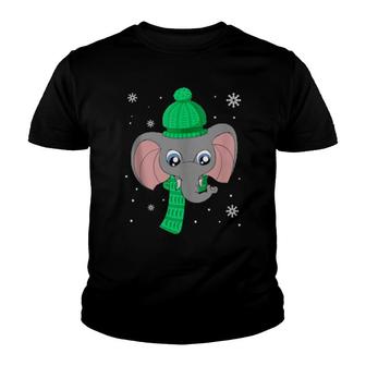 Elephant Snowy Winter Animal Africa Snowflake Elephant Youth T-shirt | Mazezy