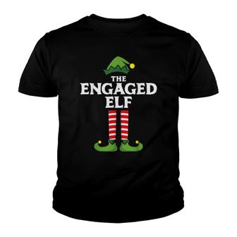 Engaged Elf Matching Family Group Couple Christmas Pajama Youth T-shirt | Mazezy