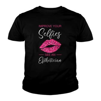 Esthetician Selfies Lips Cosmetology Beautician Esthetic Premium Youth T-shirt | Mazezy