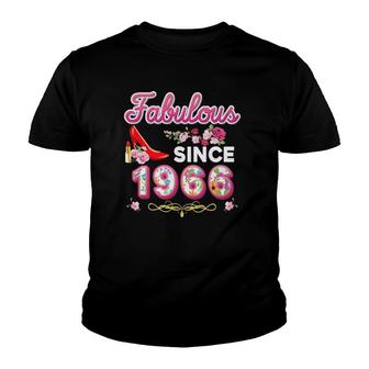 Fabulous Since 1966 Happy 55Th Birthday Floral 55 Years Old Youth T-shirt | Mazezy