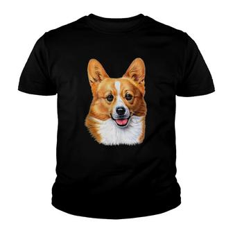 Face Portrait Drawing Painting Art Pembroke Welsh Corgi Youth T-shirt - Thegiftio UK