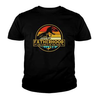 Fatherhood Like A Walk In The Park Dinosaurs Retro Vintage Youth T-shirt | Mazezy