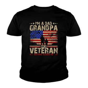 Father's Day 4Th Of July I'm A Dad Grandpa And A Veteran Youth T-shirt | Mazezy