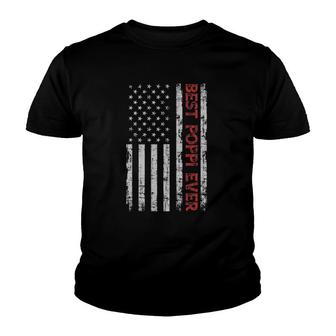 Father's Day Best Poppi Ever With Us American Flag Youth T-shirt | Mazezy