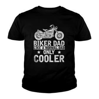 Father's Day Funny Bike Riding Dad Motorcycle Biker Youth T-shirt | Mazezy