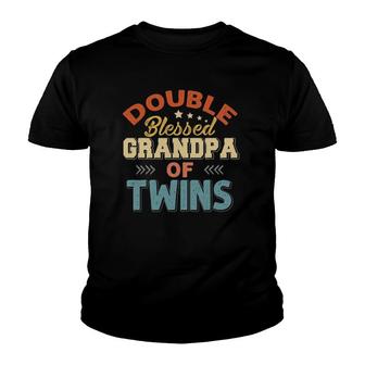 Father's Day Grandpa Tee Double Blessed Grandpa Of Twins Youth T-shirt | Mazezy