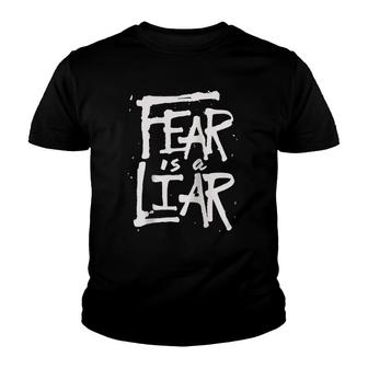 Fear Is A Liar Inspirational Christian Faith Believer Raglan Baseball Tee Youth T-shirt | Mazezy