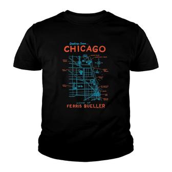 Ferris Bueller's Day Off Chicago Map Youth T-shirt | Mazezy
