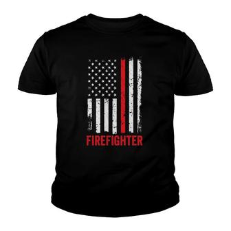Firefighter Flag Thin Red Line Fireman Fire Rescue Youth T-shirt | Mazezy