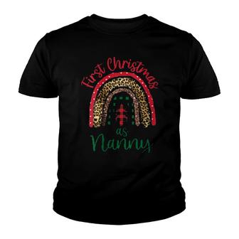 First Christmas As Nanny Cute Xmas Rainbow New Nan Christmas Youth T-shirt | Mazezy