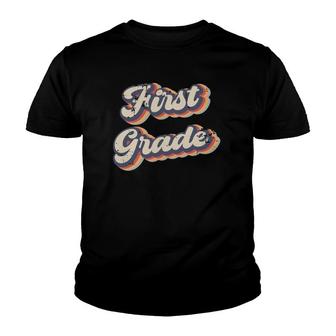 First Grade School Teacher Pupil Vintage Rainbow Youth T-shirt | Mazezy