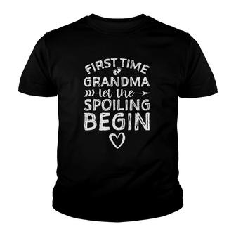 First Time Grandma Let The Spoiling Begin - Grandmother Youth T-shirt | Mazezy