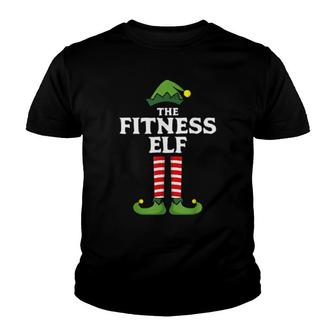 Fitness Elf Matching Family Group Couple Christmas Pajama Youth T-shirt | Mazezy