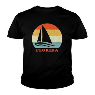 Florida Vacation Vintage Retro Sailboat Youth T-shirt | Mazezy