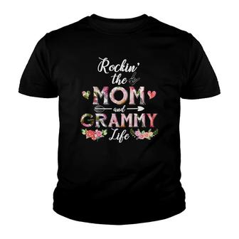 Flower Rockin The Mom And Grammy Life Youth T-shirt | Mazezy