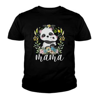Flowers Mom & Cute Baby Panda - Animal Mama Mother's Day Youth T-shirt | Mazezy