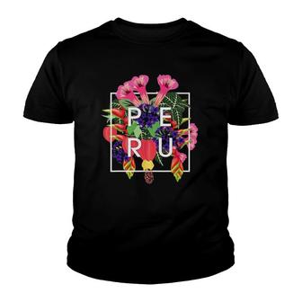 Flowers Of Peru Word Art - Peruvian Pride Youth T-shirt | Mazezy