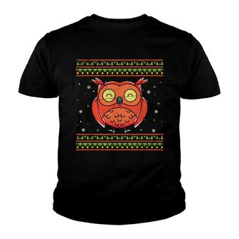 Forest Bird Merry Xmas Ugly Christmas Animal Cute Owl Youth T-shirt | Mazezy