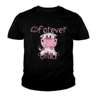 Forever Child Cute Inspirational Teacher Cow Youth T-shirt | Mazezy