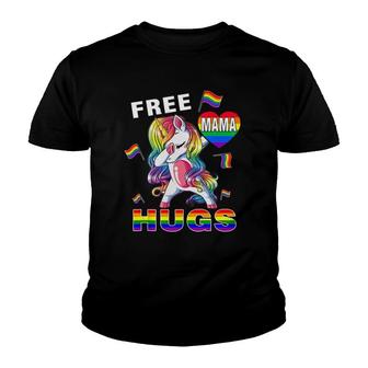Free Mama Hugs Funny Unicorn Gay Lgbt Pride Month Youth T-shirt | Mazezy