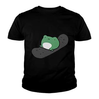 Frog On Skateboard Youth T-shirt | Mazezy