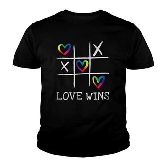 Fun Lgbtq Love Wins In Gay Pride Rainbow Colors - Gay Ally Youth T-shirt | Mazezy