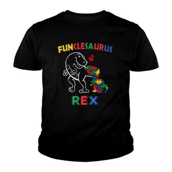 Funclesaurus Autism Awareness Uncle Dinosaur Dino Funcle Tio Youth T-shirt | Mazezy