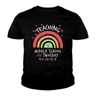 Funny 2222022 Teaching Middle School On Twosday Teacher Youth T-shirt | Mazezy