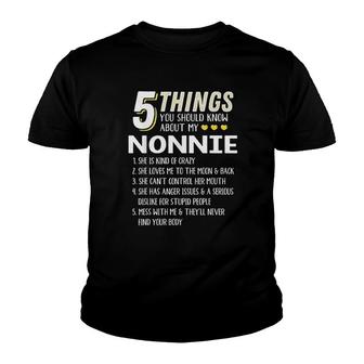 Funny 5 Things Grandma Nonnie Gift Idea Youth T-shirt - Thegiftio UK