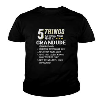 Funny 5 Things Grandpa Grandude Youth T-shirt - Thegiftio UK
