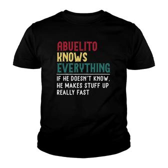 Funny Abuelito Know Everything Father's Day Gift For Grandpa Youth T-shirt | Mazezy
