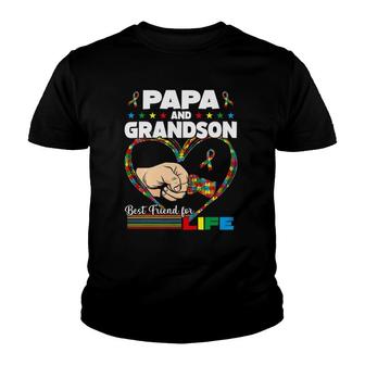 Funny Autism Awareness Papa Grandson Best Friend For Life Youth T-shirt | Mazezy