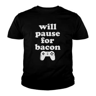 Funny Bacon And Video Games Youth T-shirt | Mazezy