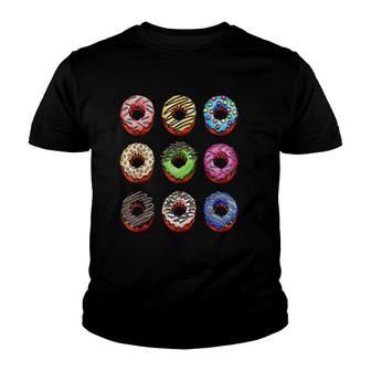 Funny Big Pack Donuts Bakery Tasty And Sweet Dessert Gift Youth T-shirt | Mazezy