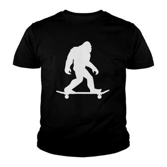 Funny Bigfoot Skateboarding Skateboard Skateboarder Youth T-shirt | Mazezy