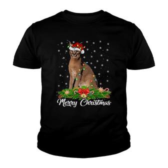 Funny Caracal Animal Matching Santa Caracal Christmas Youth T-shirt | Mazezy