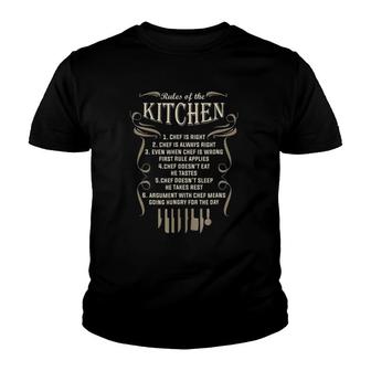 Funny Chef Tees - Rules Of The Kitchen Youth T-shirt | Mazezy