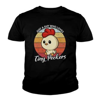 Funny Chicken Dad Just A Guy Who Loves Tiny Peckers Poultry Youth T-shirt | Mazezy
