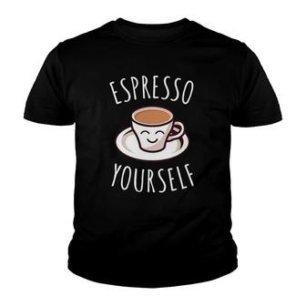 Funny Coffee Espresso White Text Youth T-shirt | Mazezy