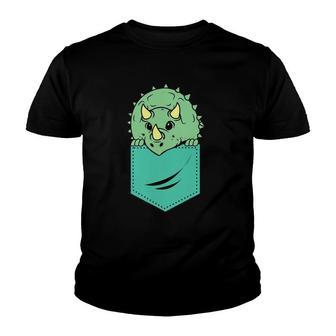Funny Dinosaur In Your Pocket Triceratops Youth T-shirt | Mazezy